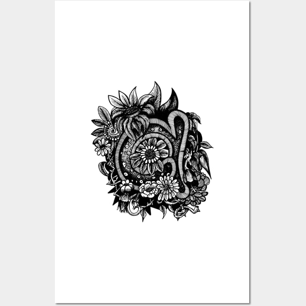 Floral A in Black and White Wall Art by stephenignacio